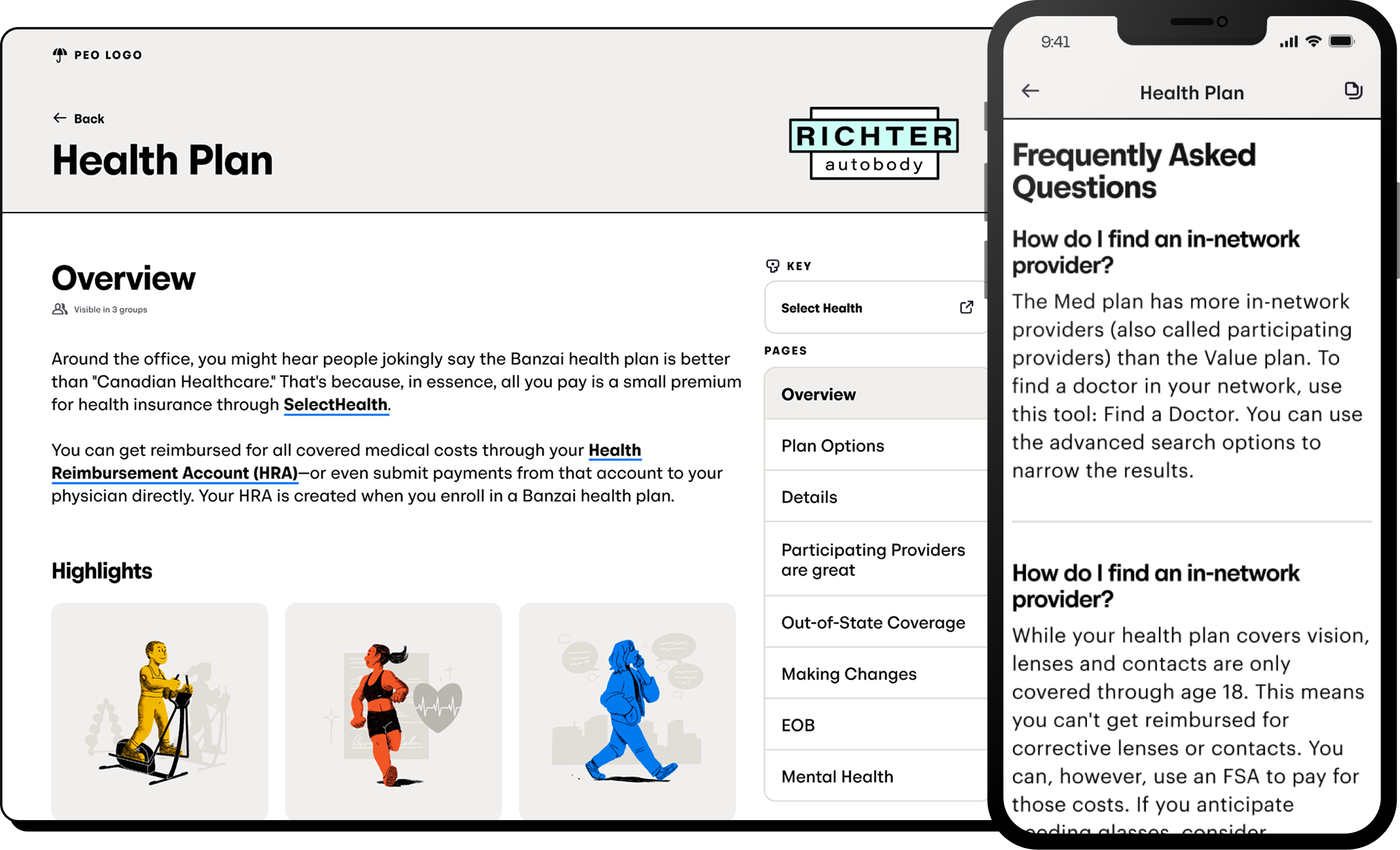 Employee learning about benefits interface